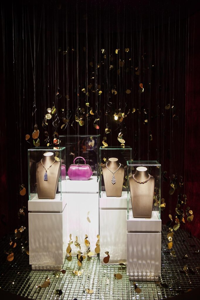 jewelry, business, shop window, glass, commodity